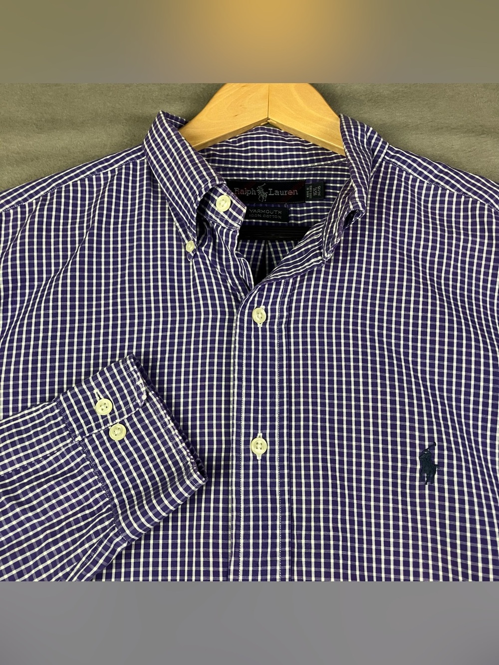 Polo Ralph Lauren Yarmouth Men's Size 16.5 34/35 Purple Button Down Dress Shirt.